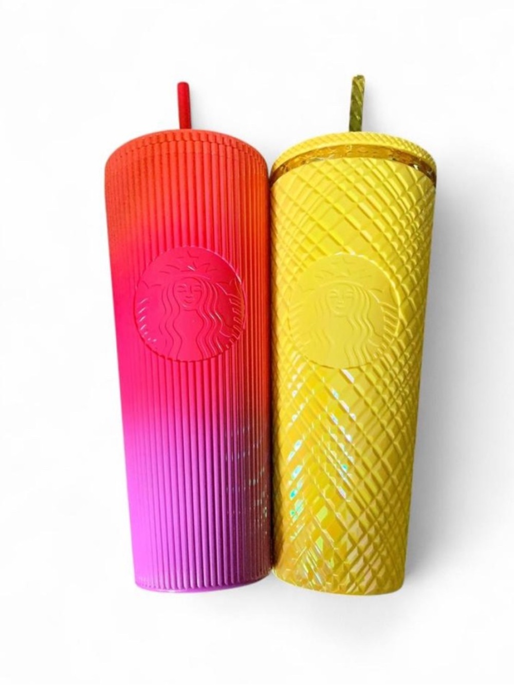 HTF Starbucks Venti Tumbler Duo | Neon Dragonfruit & Iridescent Yellow Jewel